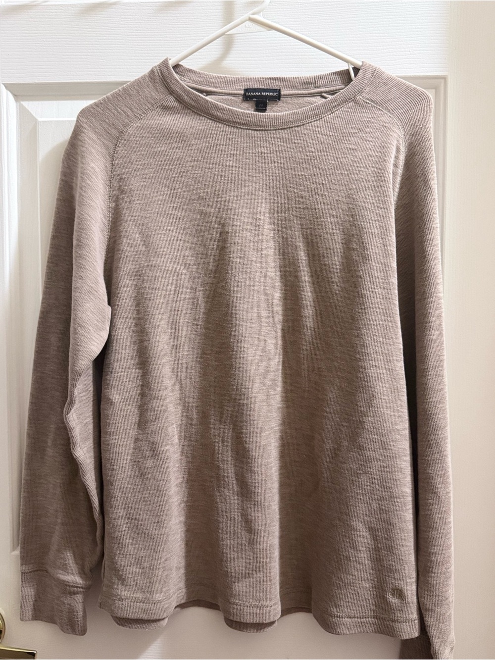 Banana Republic Taupe Long-Sleeve Crewneck Shirt